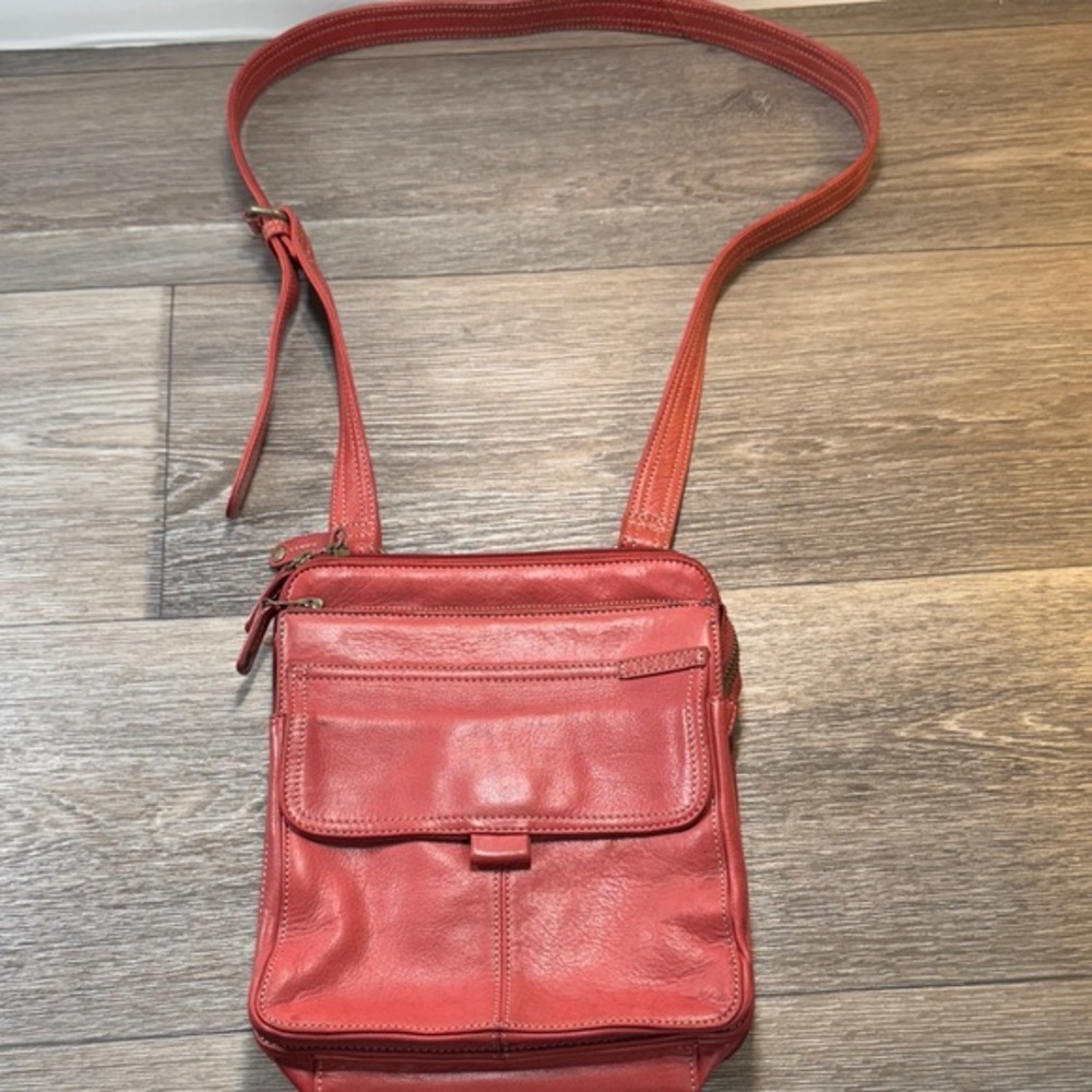 Fossil Red Leather Crossbody Bag